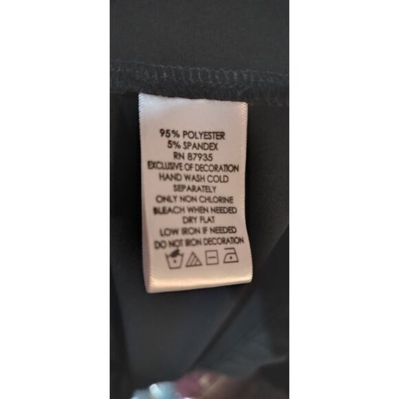 4325)Susan Graver Black Liquid Knit Bateau Neck Keyhole Embellished Stones Top L - Picture 7 of 7